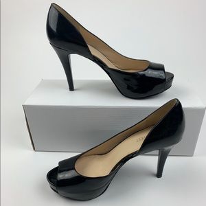 Nine West Black Open Toed Pumps size 7.5